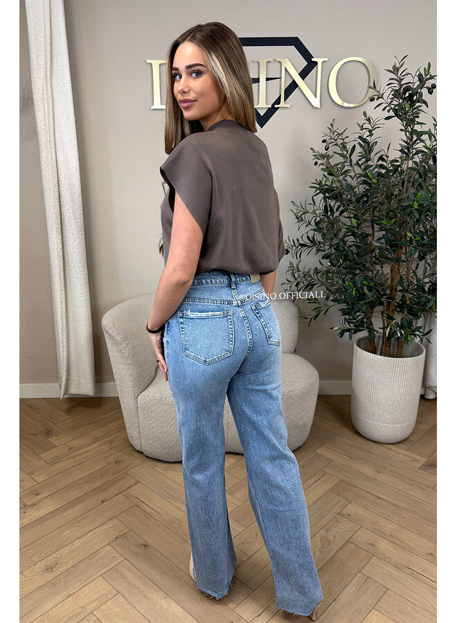 BLUE - 'VANCOUVER' - STRETCH EXTRA LONG WIDE LEG JEANS