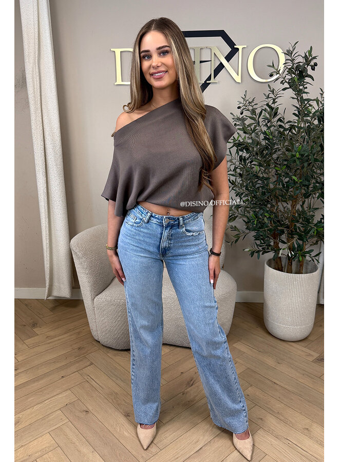 BLUE - 'VANCOUVER' - STRETCH EXTRA LONG WIDE LEG JEANS