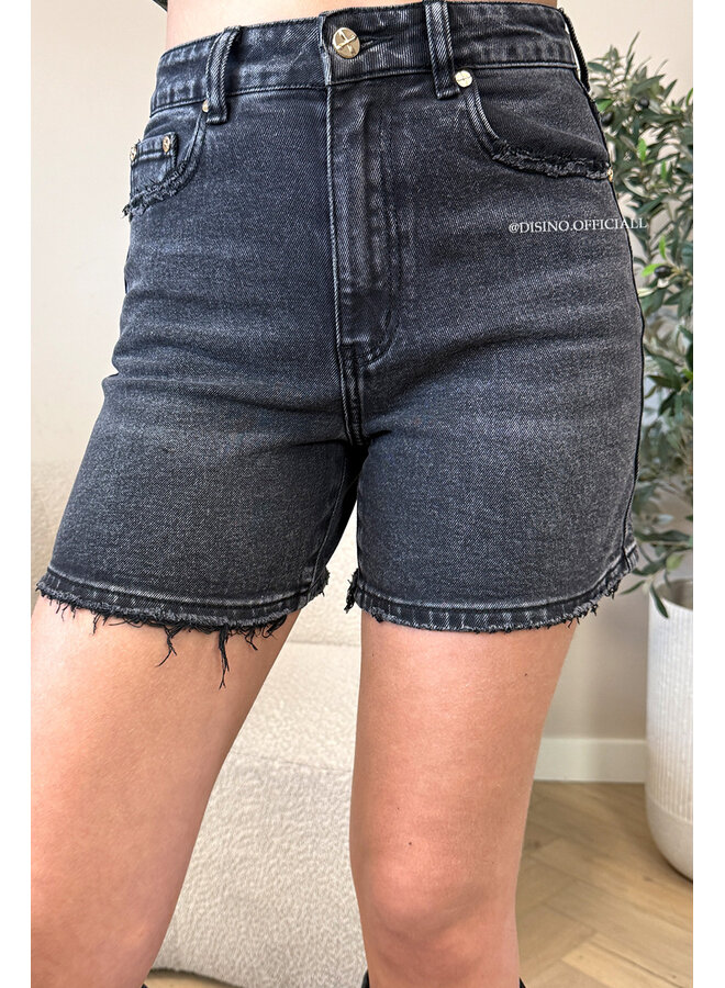BLACK - 'AIMEE SHORTS' - PERFECT STRETCH DENIM SHORTS