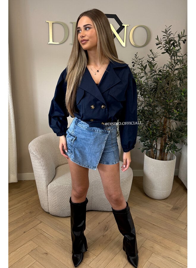 NAVY BLUE - 'JULIE JACKET' - CROPPED TRENCH JACKET