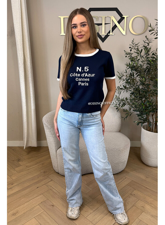 NAVY BLUE - 'N.5 TOP' - KNITTED TOP