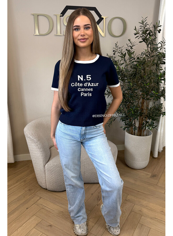 NAVY BLUE - 'N.5 TOP' - KNITTED TOP