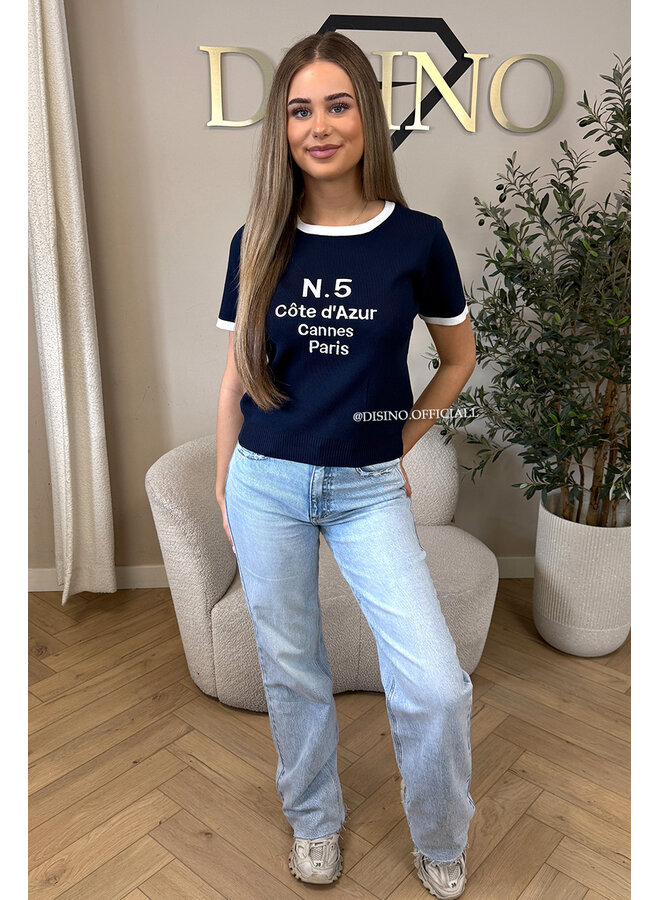 NAVY BLUE - 'N.5 TOP' - KNITTED TOP