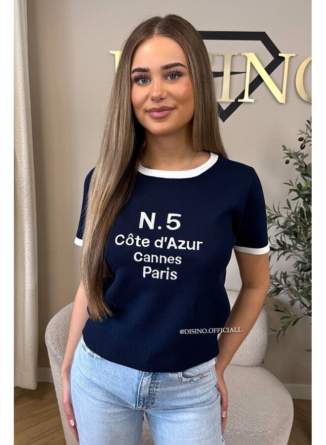 NAVY BLUE - 'N.5 TOP' - KNITTED TOP