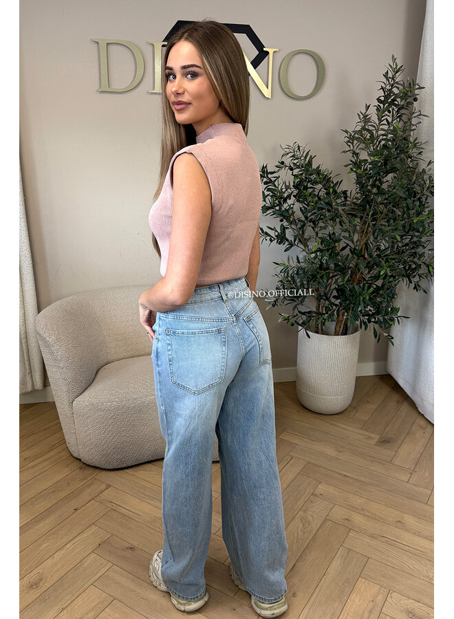 DUSTY PINK - 'CLEO' - BOYFRIEND PUFF SHOULDER TOP