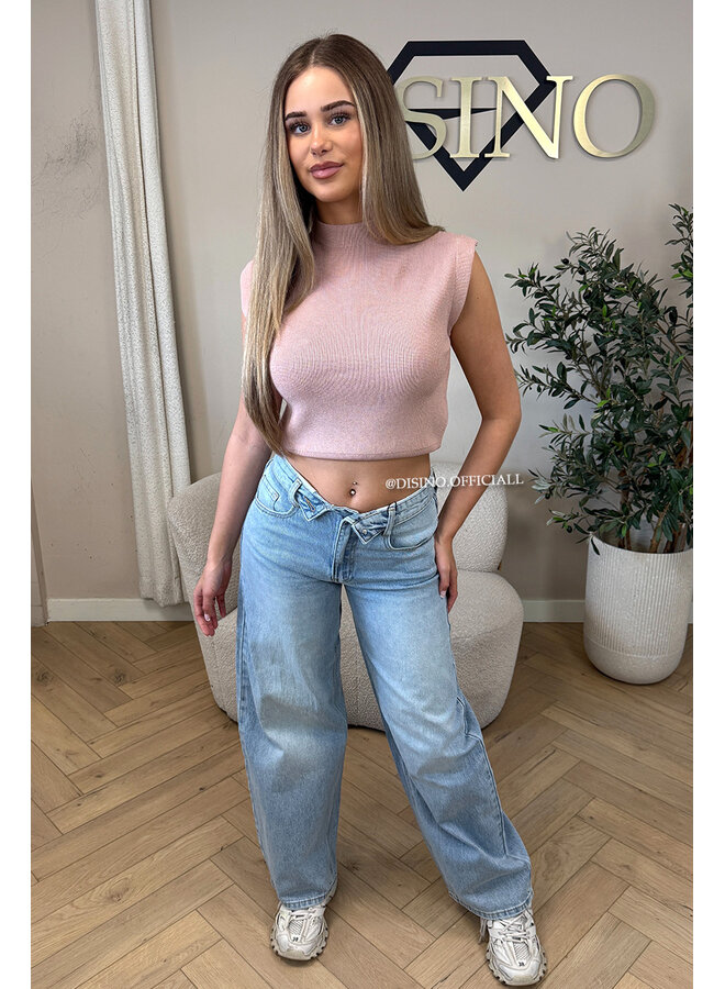 DUSTY PINK - 'CLEO' - BOYFRIEND PUFF SHOULDER TOP