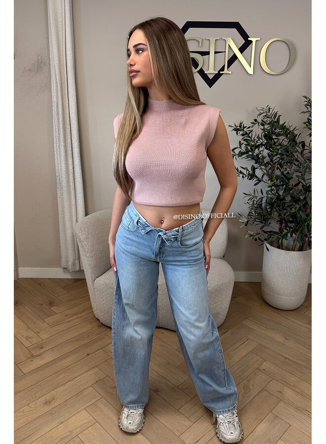 DUSTY PINK - 'CLEO' - BOYFRIEND PUFF SHOULDER TOP