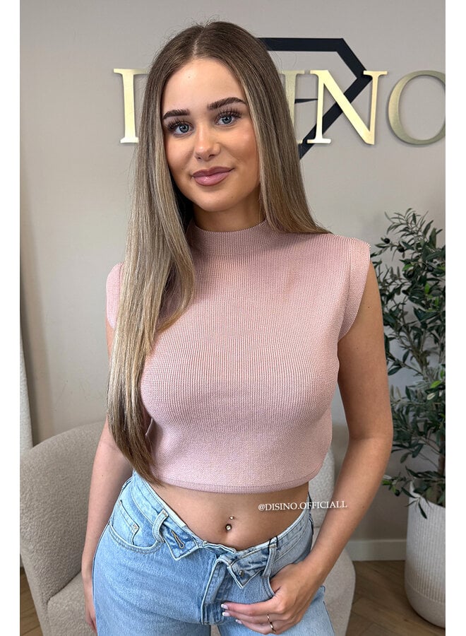 DUSTY PINK - 'CLEO' - BOYFRIEND PUFF SHOULDER TOP