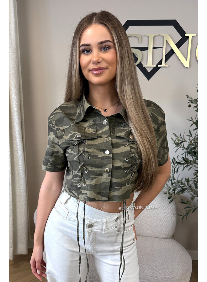 CAMO - 'COPINE BLOUSE' - PREMIUM QUALITY CROPPED CARGO BLOUSE