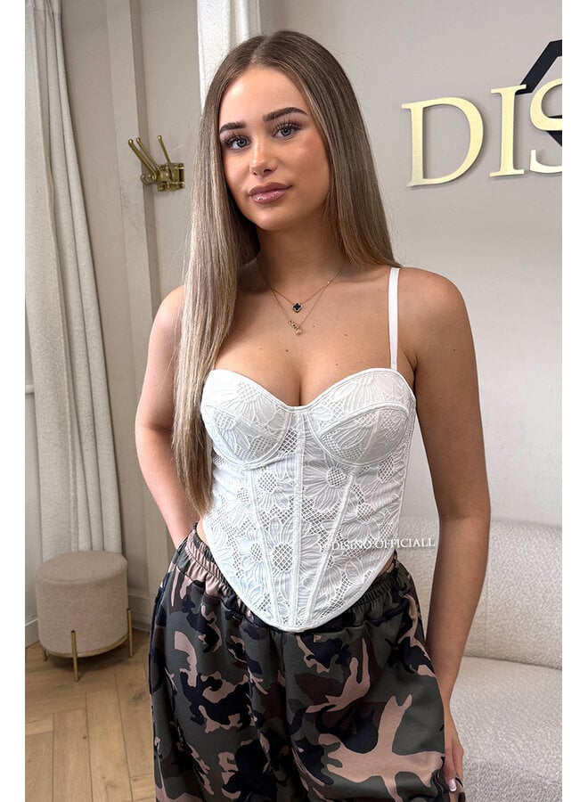 WHITE - 'VIVE CORSET' - LACE CORSET TOP