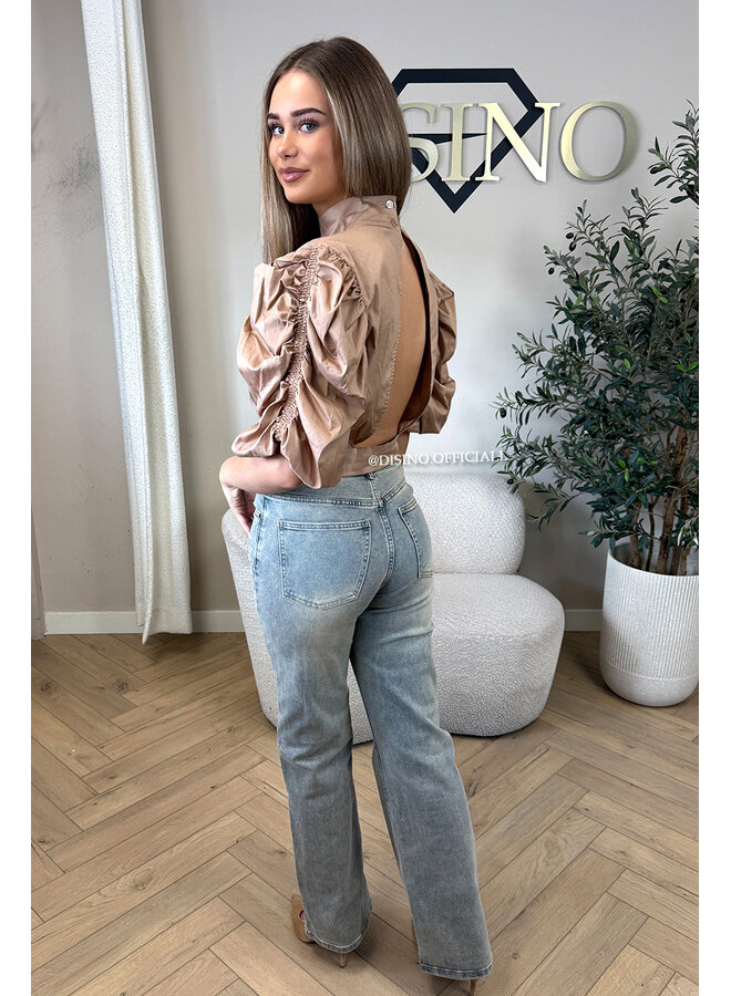 MOCCA - 'MAARA BLOUSE' - OPEN BACK PUFF SHOULDER BLOUSE