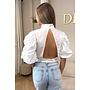 WHITE - 'MAARA BLOUSE' - OPEN BACK PUFF SHOULDER BLOUSE