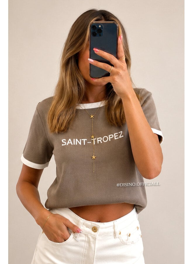 TAUPE - 'SAINT TROPEZ TOP' - KNITTED TOP