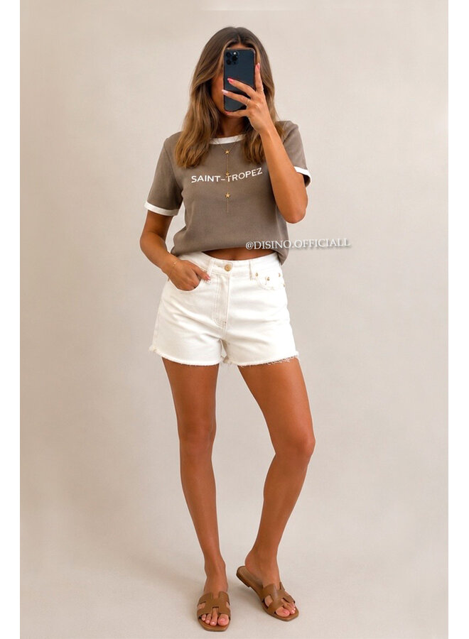 TAUPE - 'SAINT TROPEZ TOP' - KNITTED TOP