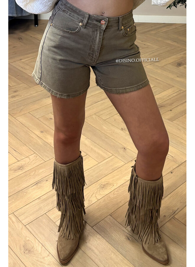 BROWN - 'AIMEE SHORTS' - PERFECT STRETCH DENIM SHORTS
