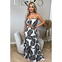 BLACK - 'TROPICAL FAYÉ MAXI DRESS' - TROPICAL LEAVES MAXI DRESS