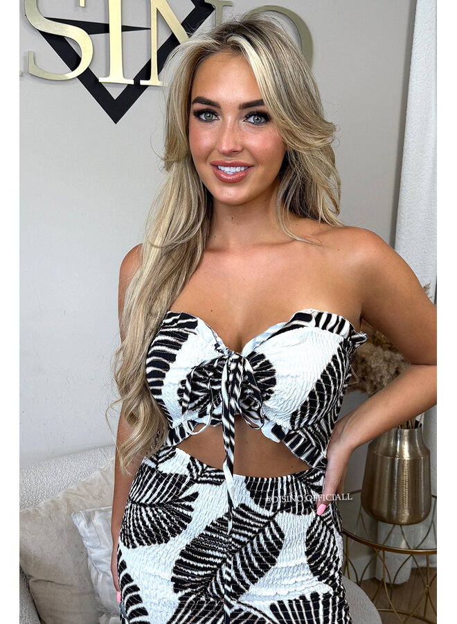 BLACK - 'TROPICAL FAYÉ MAXI DRESS' - TROPICAL LEAVES MAXI DRESS