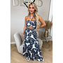 NAVY BLUE - 'TROPICAL FAYÉ MAXI DRESS' - TROPICAL LEAVES MAXI DRESS