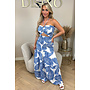 ROYAL BLUE - 'TROPICAL FAYÉ MAXI DRESS' - TROPICAL LEAVES MAXI DRESS