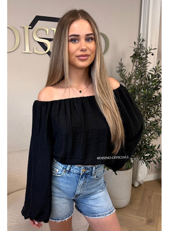 BLACK - 'SERRA TOP' - OFF SHOULDER SUMMER TOP