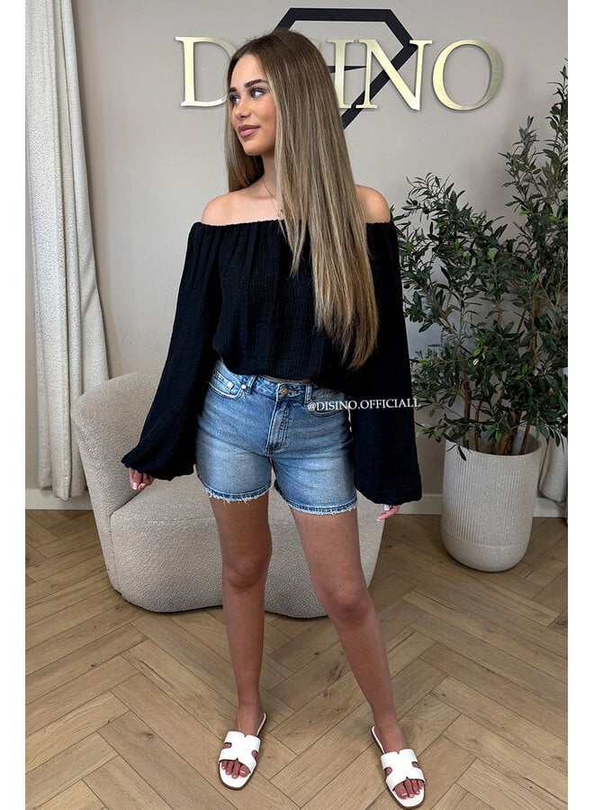 BLACK - 'SERRA TOP' - OFF SHOULDER SUMMER TOP