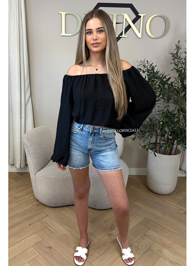 BLACK - 'SERRA TOP' - OFF SHOULDER SUMMER TOP