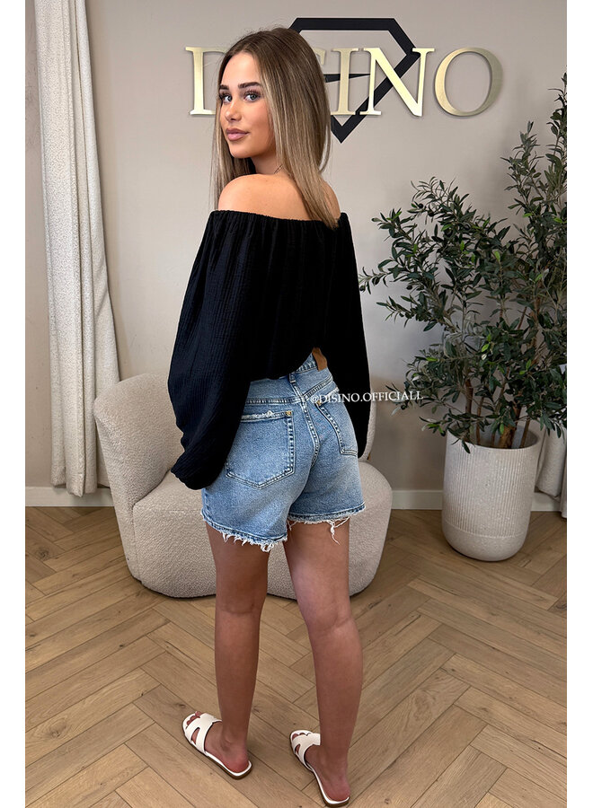 BLACK - 'SERRA TOP' - OFF SHOULDER SUMMER TOP