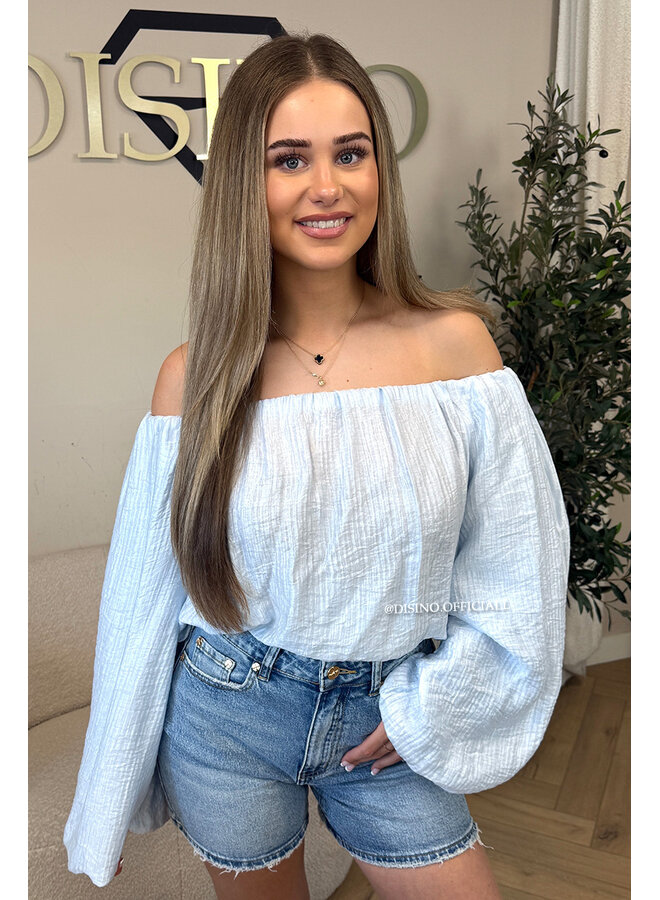 LIGHT BLUE - 'SERRA TOP' - OFF SHOULDER SUMMER TOP
