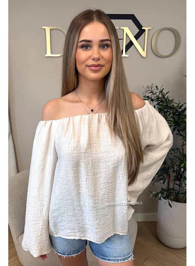 BEIGE - 'SERRA TOP' - OFF SHOULDER SUMMER TOP