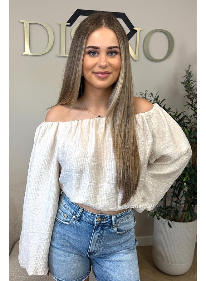 BEIGE - 'SERRA TOP' - OFF SHOULDER SUMMER TOP