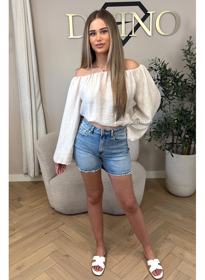 BEIGE - 'SERRA TOP' - OFF SHOULDER SUMMER TOP