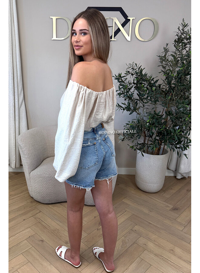 BEIGE - 'SERRA TOP' - OFF SHOULDER SUMMER TOP