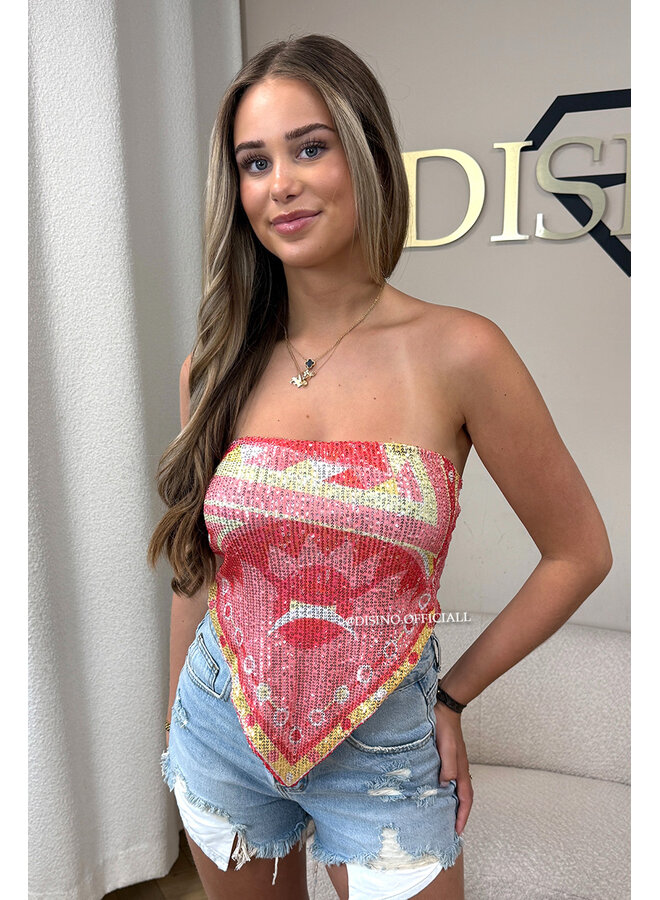 PINK - 'CLOVER TOP' - SPARKLE FESTIVAL BANDEAU TOP