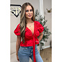 RED - 'MANDY TOP' - PUFF SHOULDER TOP