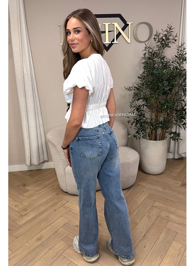 WHITE - 'MANDY TOP' - PUFF SHOULDER TOP