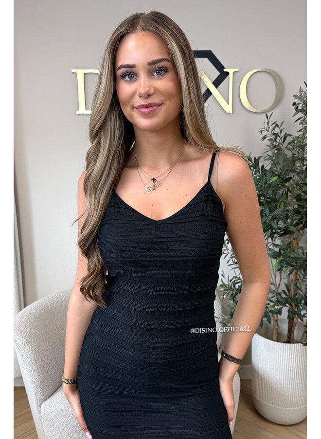 BLACK - 'AVA V2 DRESS' - CLASSY CROCHET SPLIT SUMMER DRESS