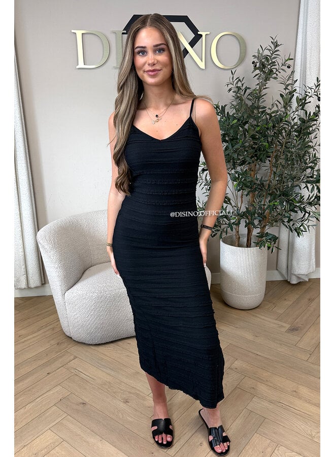 BLACK - 'AVA V2 DRESS' - CLASSY CROCHET SPLIT SUMMER DRESS