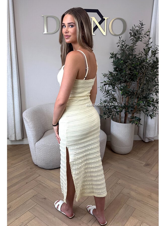 YELLOW - 'AVA V2 DRESS' - CLASSY CROCHET SPLIT SUMMER DRESS