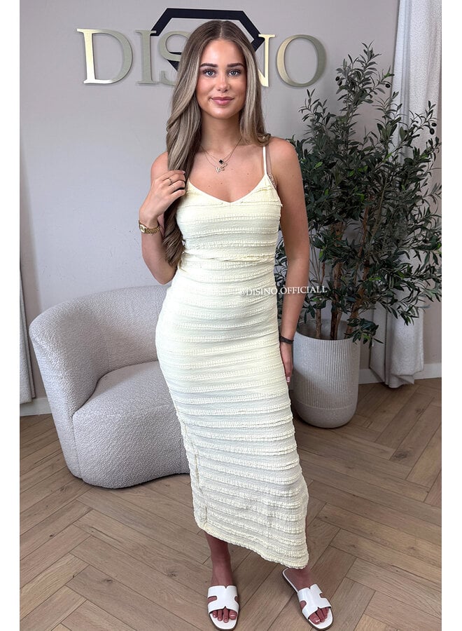 YELLOW - 'AVA V2 DRESS' - CLASSY CROCHET SPLIT SUMMER DRESS