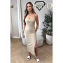 BEIGE - 'AVA V2 DRESS' - CLASSY CROCHET SPLIT SUMMER DRESS