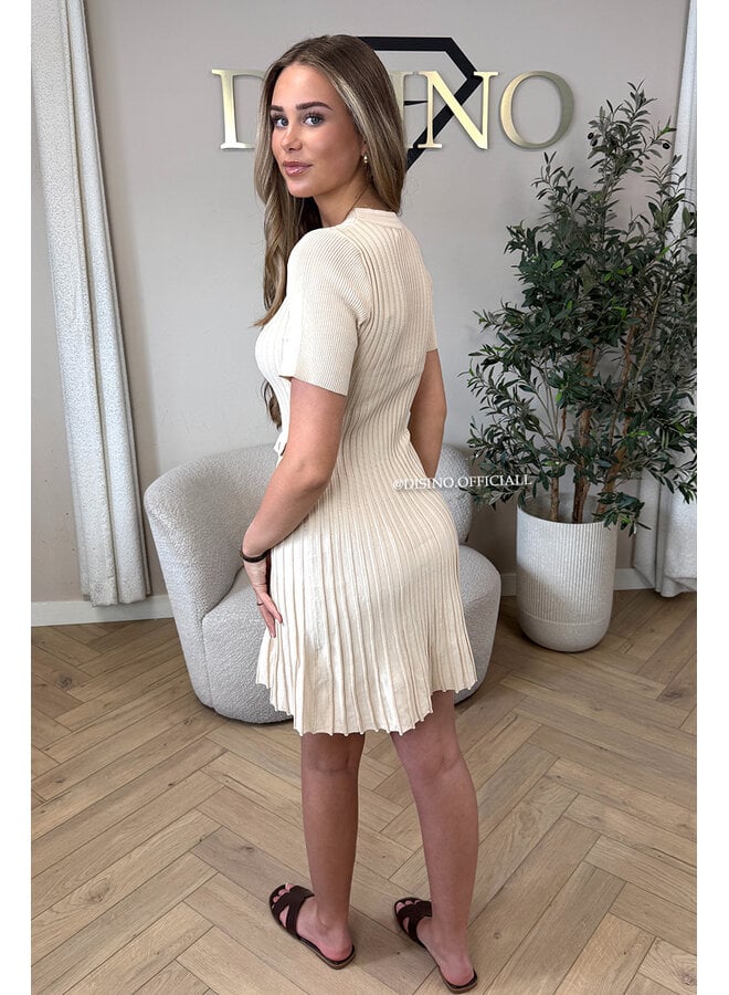 BEIGE - 'SANDRA DRESS' - CLASSY INSPIRED A-LINE DRESS