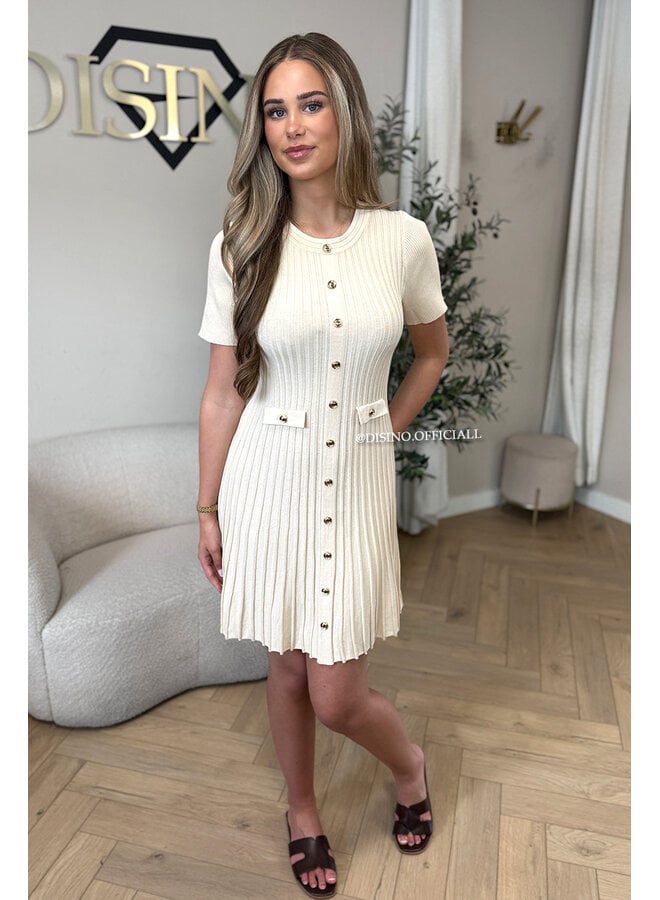 BEIGE - 'SANDRA DRESS' - CLASSY INSPIRED A-LINE DRESS