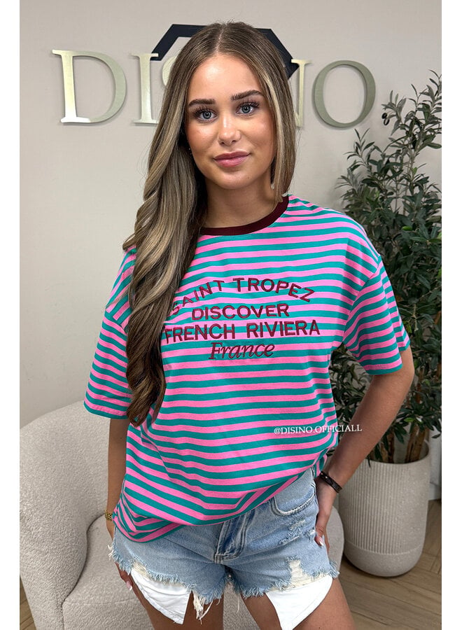 BURGUNDY - SAINT TROPEZ STRIPED TEE