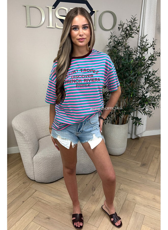 BURGUNDY - SAINT TROPEZ STRIPED TEE