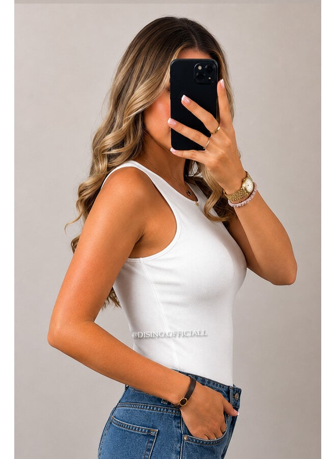 WHITE - 'AVERY BODYSUIT' - SHAPING RACER BODYSUIT