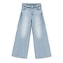 LIGHT BLUE - 'MALIBU JEANS' - STRETCH VIRAL BELTED WIDE LEG JEANS