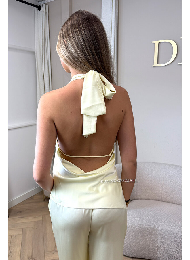 YELLOW - 'NOUR SET' - CLASSY SATIN TOP + PANTS SET