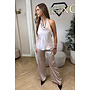BEIGE - 'NOUR SET' - CLASSY SATIN TOP + PANTS SET