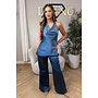 BLUE - 'NOUR SET' - CLASSY SATIN TOP + PANTS SET