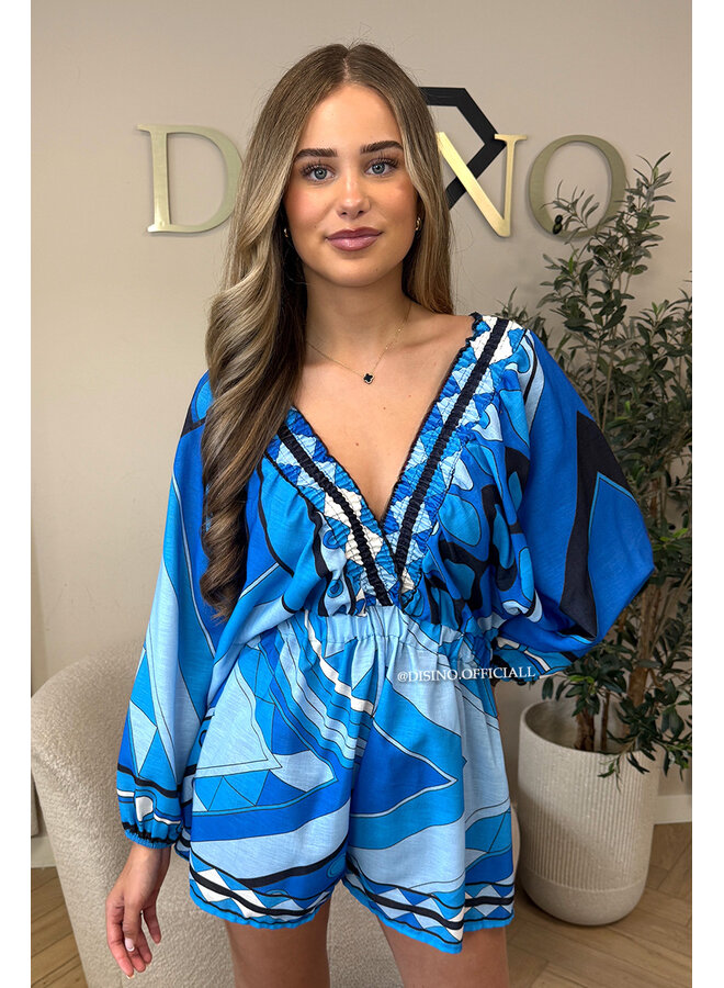 BLUE - 'AYLAA' - COLORFUL PRINT PLAYSUIT